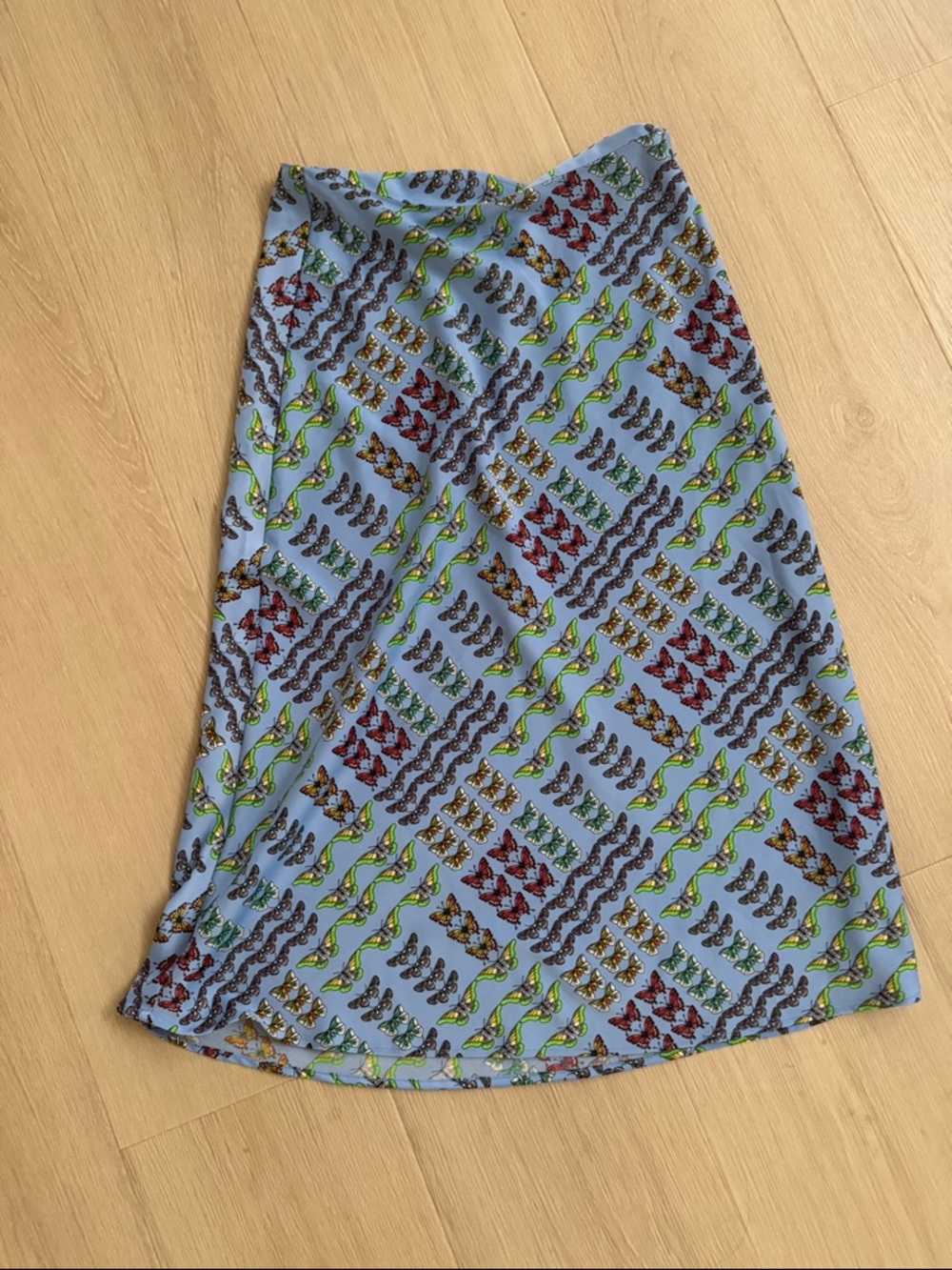 Urban Outfitters Light Blue Patterned A‑Line Skirt with Multicolor Print